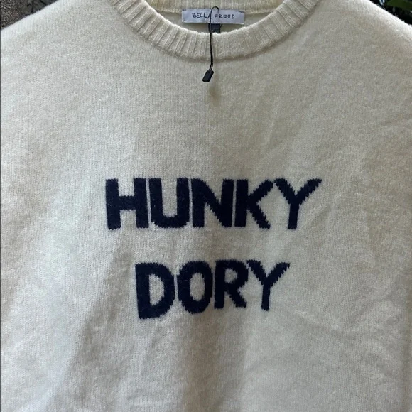 Bella  Freud Hunky Dory Intarsia Merino Wool Sweater in Ivory - Picture 4 of 6